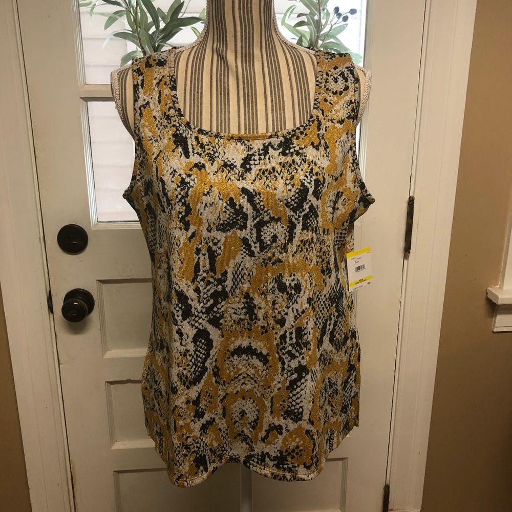 Kasper snake print lurex tank top